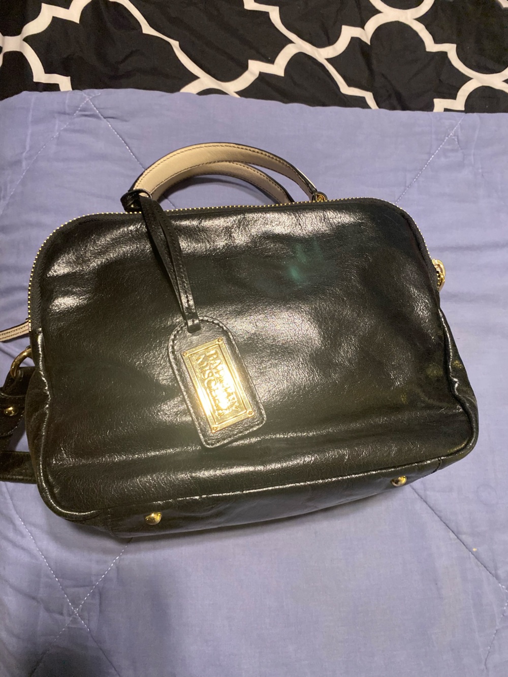 Authentic Bagley Mischka Black and Cream Handbag